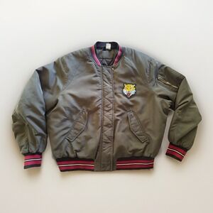 Divided Bomber Jacket Olive Green Quilted Inside Tiger‎ Size 12